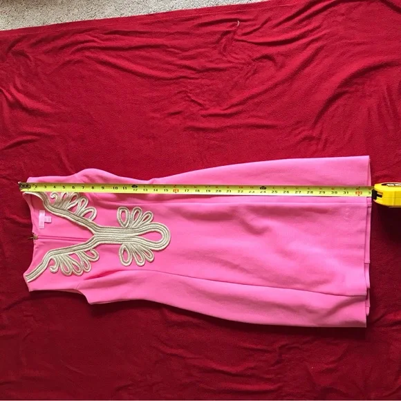 Lilly Pulitzer Bright Pink Sleeveless Shift Cocktail Dress with Gold Accents Dresses